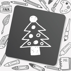 Christmas tree doodle drawing