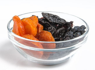 dried fruits in a glass bowl