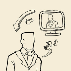 sketch icon. businessman concept.  Flat illiustration , vector