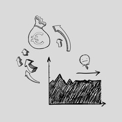 sketch icon. money concept.  Flat illiustration , vector
