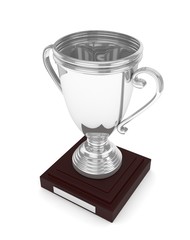 Silver cup on white background. 3D rendering.