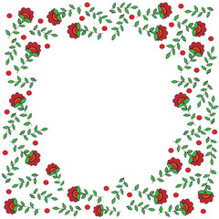 Frame with red color flower and red circle