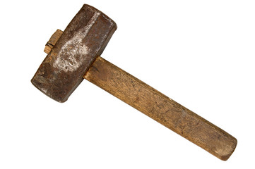 Old sledgehammer isolated on white background - obrazy, fototapety, plakaty