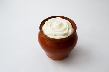 sour cream in a pot