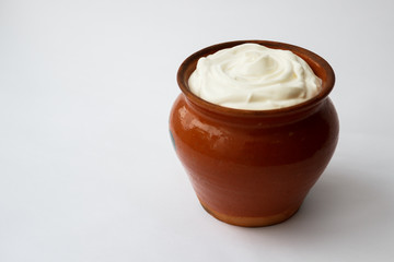 sour cream in a pot