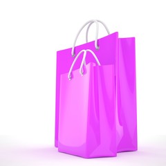 Paper Shopping Bags isolated on white background. 3d rendering.