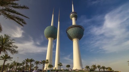 The Kuwait Towers timelapse hyperlapse - the best known landmark of Kuwait City. Kuwait, Middle East
