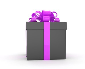 gift box with bows isolated on white. 3d rendering.