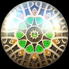 Glossy button with colorrful ornament