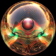 Glossy button with colorrful ornament - 111982530