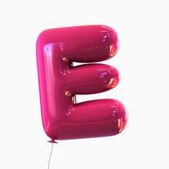 Letter E. Balloon font isolated on White Background.