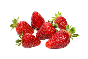 Juicy strawberries isolated on white background