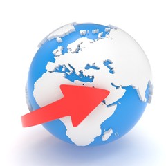 Fototapeta premium Arrow and Earth globe. 3d render