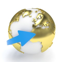 Fototapeta premium Arrow and Earth globe. 3d render