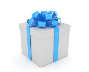 gift box with bows isolated on white. 3d rendering.
