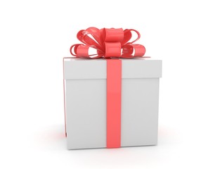 gift box with bows isolated on white. 3d rendering.
