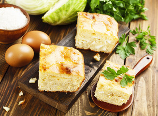 Pie with cabbage and eggs
