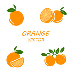 Vector flat orange icons set