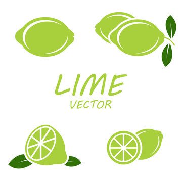 Vector flat lime icons set