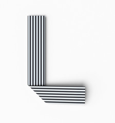 Origami paper font letter L. 3d rendering isolated on white background