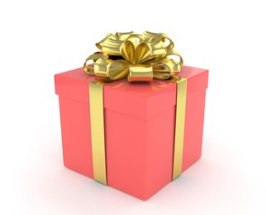gift box with bows isolated on white. 3d rendering.