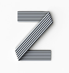 Origami paper font letter Z. 3d rendering isolated on white background