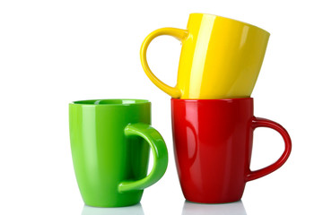 green and red with a yellow Cup on a white isolated background