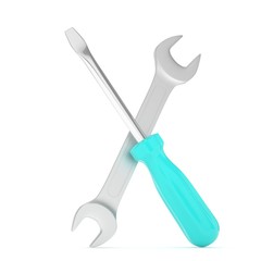 3D Illustration Wrench and screwdriver, service concept