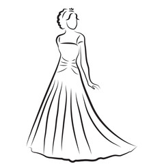 Bride Silhouette, Sketch bride, the bride in a beautiful wedding dress, wedding invitation, vector