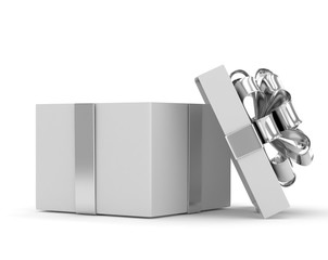 open gift box with bows isolated on white. 3d rendering.