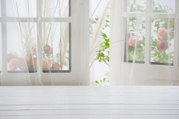 Wooden over summer window background