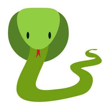 Green friendly cobra snake in flat style, vector