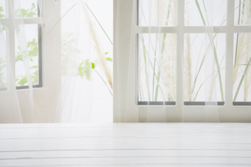Fototapeta premium Wooden over summer window background