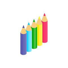 Colored pencils icon, isometric 3d style