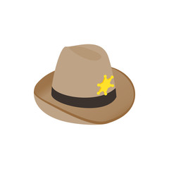 Hat sheriff icon, isometric 3d style