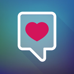 Long shadow tooltip icon on a gradient background  with a heart