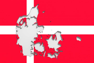Silhouette of Denmark map with flag