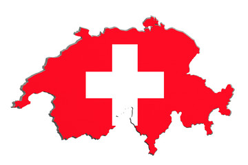 Silhouette of Switzerland map with flag