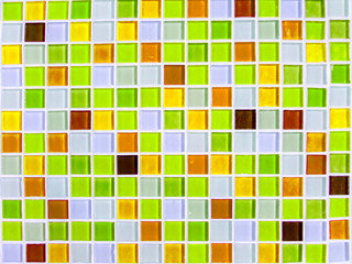 mosaic wall tile green yellow tone color closeup