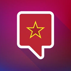 Long shadow tooltip icon on a gradient background  with  the red