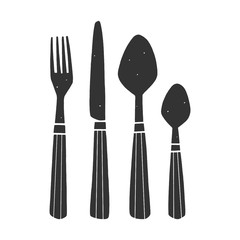 Hand drawn vector cutlery on the white background. Doodle kitchen elements - obrazy, fototapety, plakaty