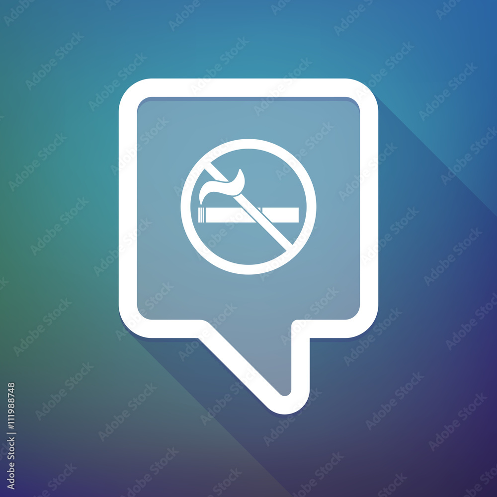 Poster long shadow tooltip icon on a gradient background with a no sm