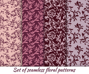 Set of floral seamless patterns in vintage style. It can be used to create wallpaper, textile, background