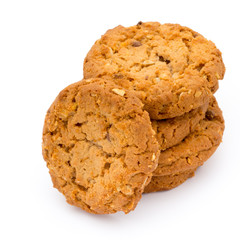 Oatmeal cookies with isolated background.