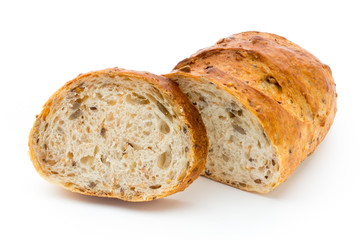 Loaf of bread isolated on white.