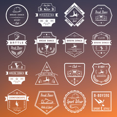 Obraz premium Vector Set of Badges, Logos and Sign Break Dance