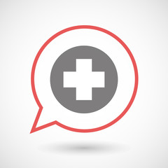 Isolated line art comic balloon with a round pharmacy sign