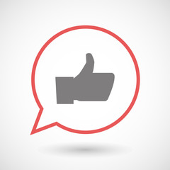 Isolated line art comic balloon with a thumb up hand