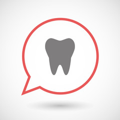 Isolated line art comic balloon with a tooth