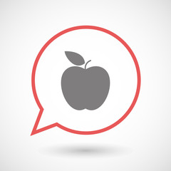 Isolated line art comic balloon with an apple